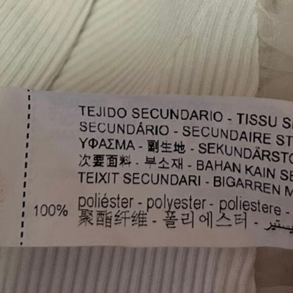 Zara Women's White Puff Sleeve Mesh Ruched Ribbed Knit Pullover Blouse Top Sz S - Picture 6 of 6